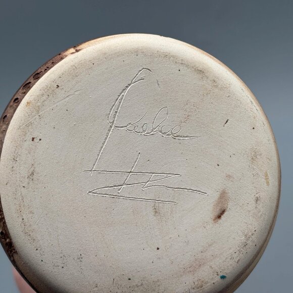 Vintage Studio Pottery Stoneware Pitcher with Incised Floral Design Rustic - Picture 8 of 10